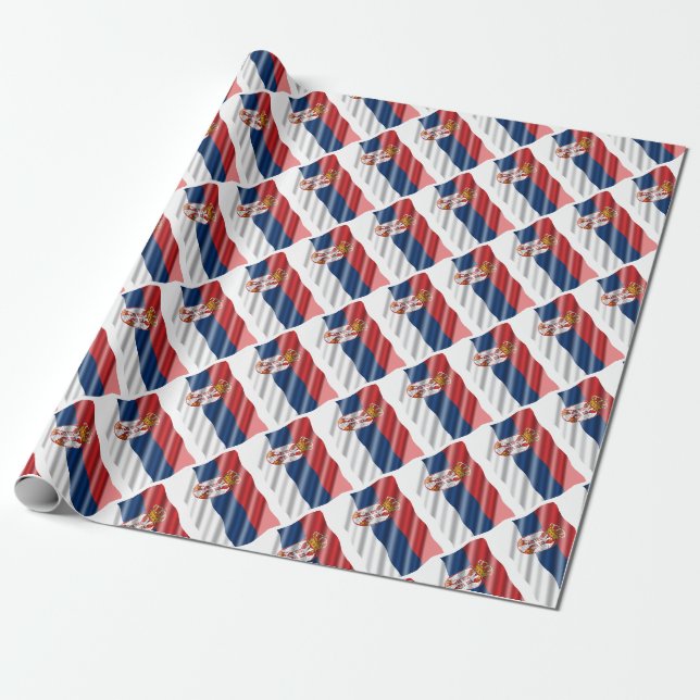 Papier Cadeau Papier d'emballage du drapeau serbe (Déroulé)