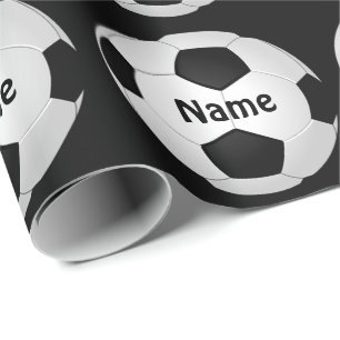 Papier Cadeau Papier d'emballage du football avec votre NOM et