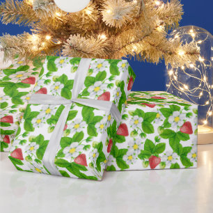 Papier Cadeau Papier d'emballage du jardin de fraises