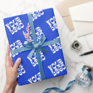 Papier Cadeau Papier d'emballage du logo commercial bleu