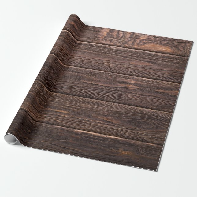 Papier Cadeau papier d'emballage en bois brun foncé (Déroulé)