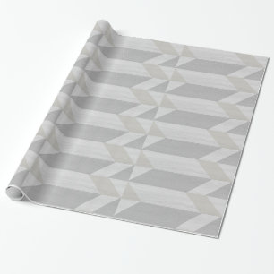 Papier Cadeau papier d'emballage en bois gris motif géométrique