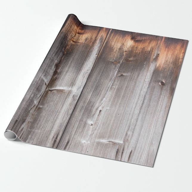 Papier Cadeau papier d'emballage en bois rustique (Déroulé)