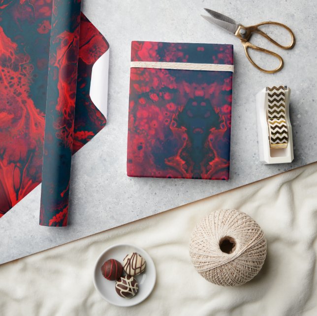 Papier Cadeau Papier d'emballage en marbre rouge et noir (Artisanat)