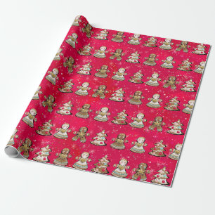 Papier Cadeau Papier d'emballage en pain de gingembre rouge