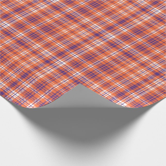 Papier Cadeau Papier d'emballage en plaid orange et violet (Coin)