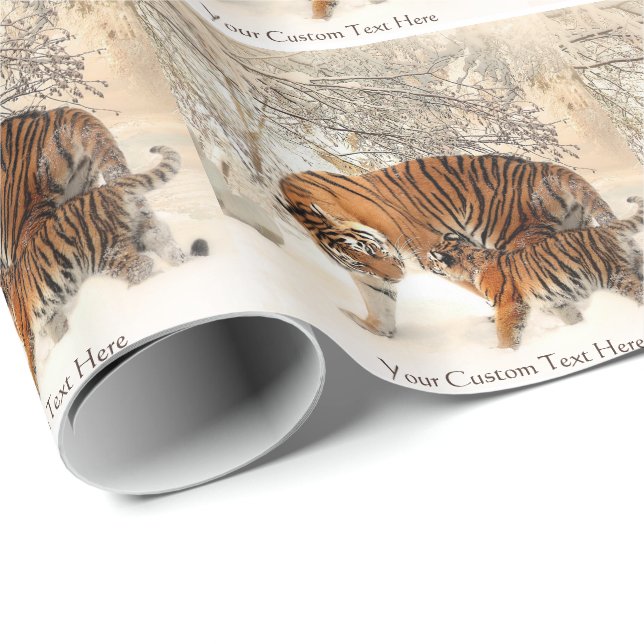 Papier Cadeau Papier d'emballage fait sur commande de tigres (Coin rond)