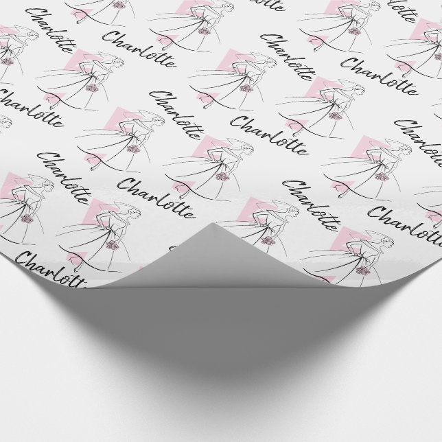 Papier Cadeau Papier d'emballage Fashion Bride Pink Name (Coin)