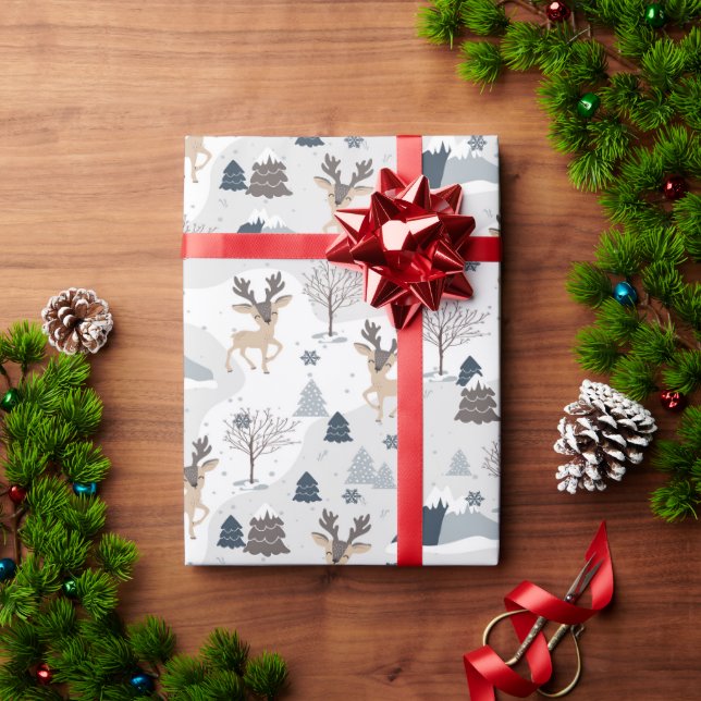 Papier Cadeau Papier d'emballage festif pour cerfs (Cadeau de vacances)