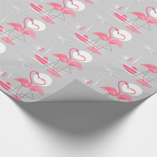 Papier Cadeau papier d'emballage Flamant rose Love (Coin)