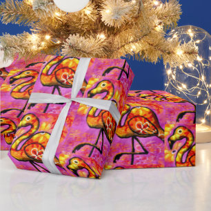 Papier Cadeau Papier d'emballage - Flamant rose lunaire Art Abst