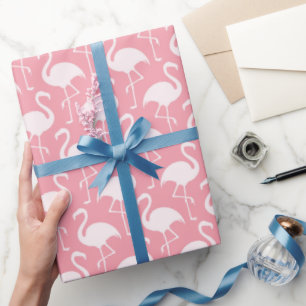 Papier Cadeau Papier d'emballage Flamingo blanc rose