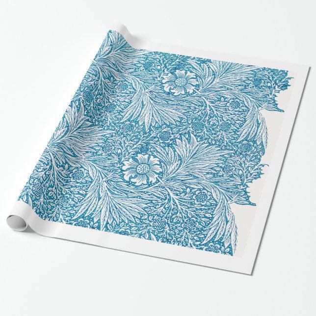 Papier Cadeau Papier d'emballage FLORAL BLEU de MOTIF de William (Déroulé)