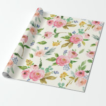Papier d'emballage floral d'aquarelle