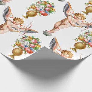 Papier Cadeau Papier d'emballage floral de cupidon