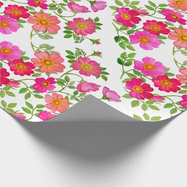 Papier Cadeau Papier d'emballage floral de rose sauvage de Briar (Coin)