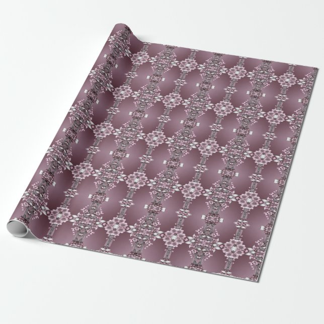 Papier Cadeau Papier d'emballage floral rose (Déroulé)