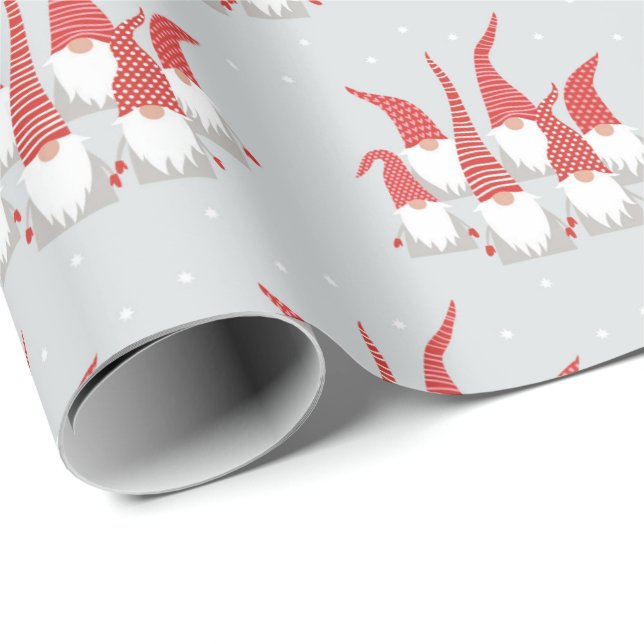 Papier Cadeau Papier d'emballage - Gnomes de Noël (Coin rond)
