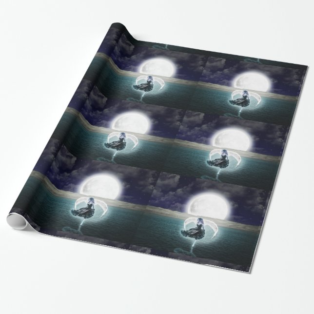 Papier Cadeau papier d'emballage goth moon angel (Déroulé)
