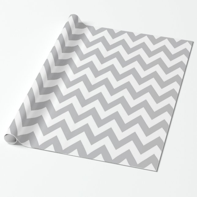 Papier Cadeau Papier d'emballage gris-clair et blanc de Chevron (Déroulé)