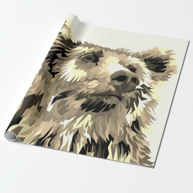 Papier Cadeau Papier d'emballage grizzli (Déroulé)