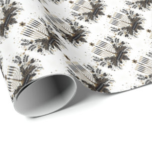 Papier Cadeau Papier d'emballage Hanoukka avec Menorah