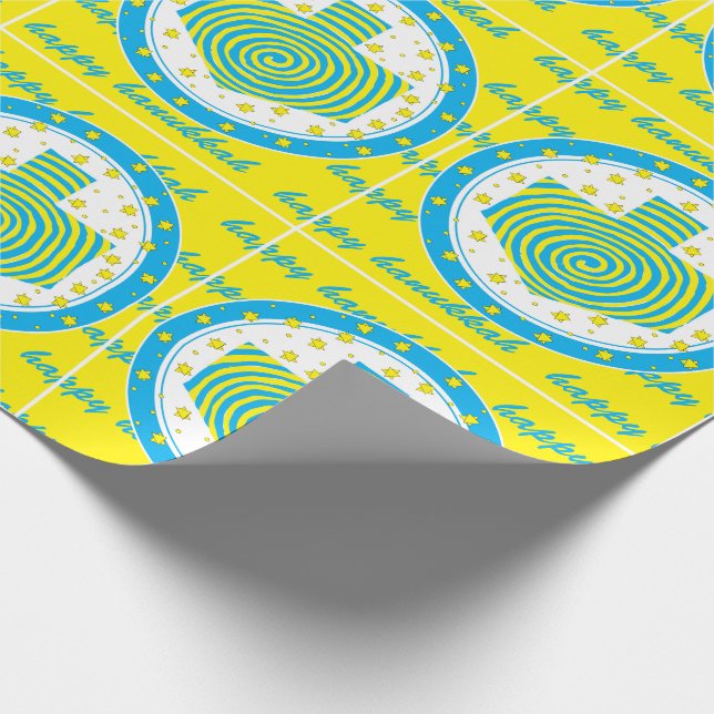 Papier Cadeau Papier d'emballage Hanoukka "Dreidel Pinwheel 2" (Coin)