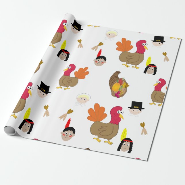 Papier Cadeau Papier d'emballage illustré par thanksgiving (Déroulé)