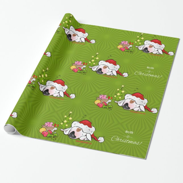 Papier Cadeau Papier d'emballage "Joyeux Noël " de bull-terrier (Déroulé)