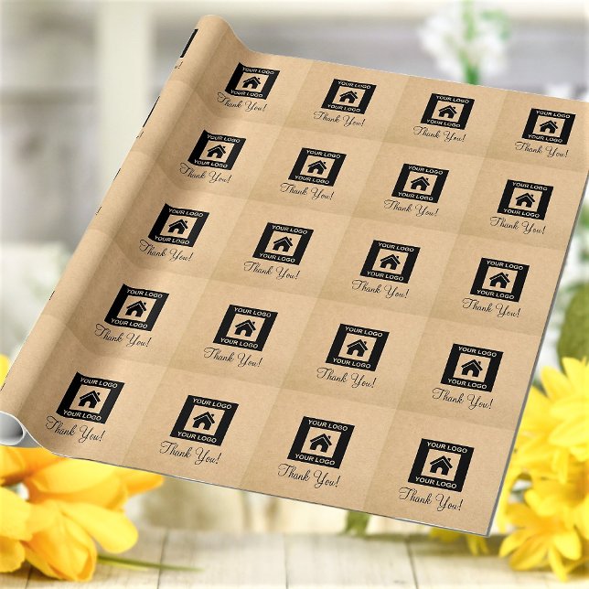Papier Cadeau Papier d'emballage kraft avec logo d'entreprise pe (Créateur téléchargé)