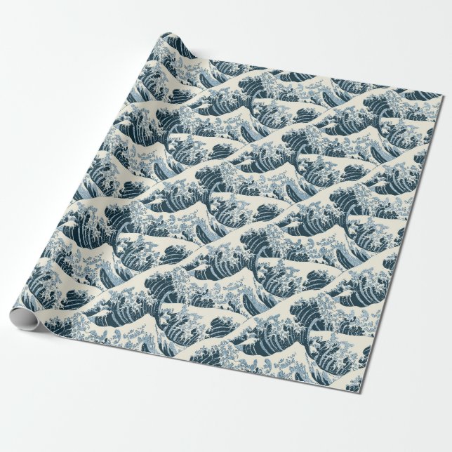 Papier Cadeau Papier d'emballage - La vague par Hokusai (Déroulé)