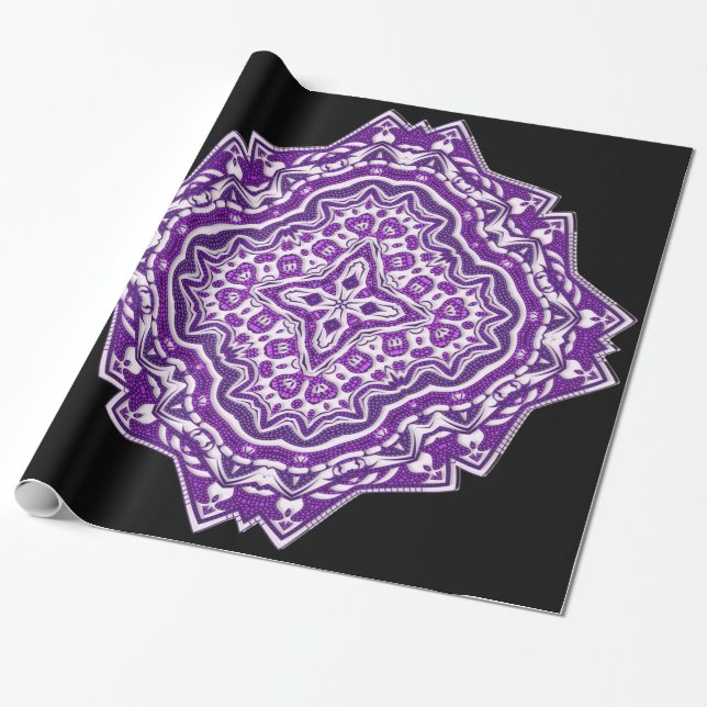 Papier Cadeau papier d'emballage mandala violet (Déroulé)