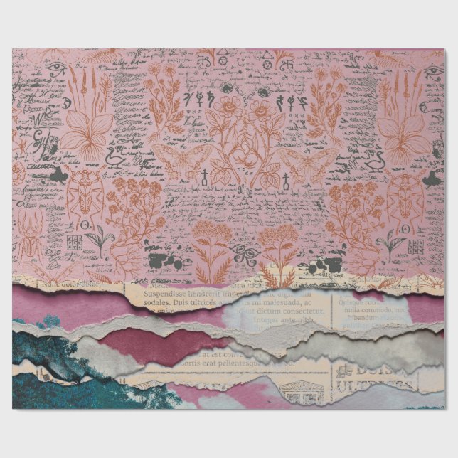 Papier Cadeau papier d'emballage manuscrit botanique (Plat)