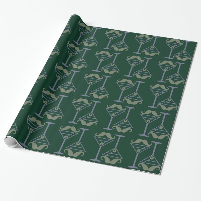 Papier Cadeau Papier d'emballage Martini Mustache (Déroulé)