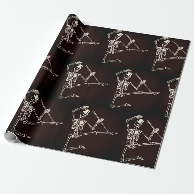 Papier Cadeau Papier d'emballage mat, 30" x 6' SQUELETTE de (Déroulé)