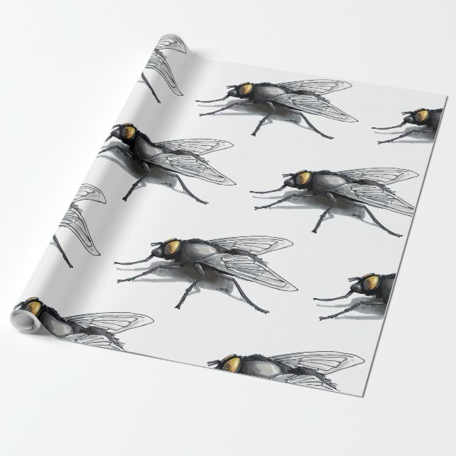 Papier Cadeau Papier d'emballage mat blanc Fly Buddy (Déroulé)