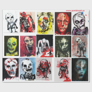 Papier Cadeau Papier d'emballage mat d'art de zombi, 30" x 6'