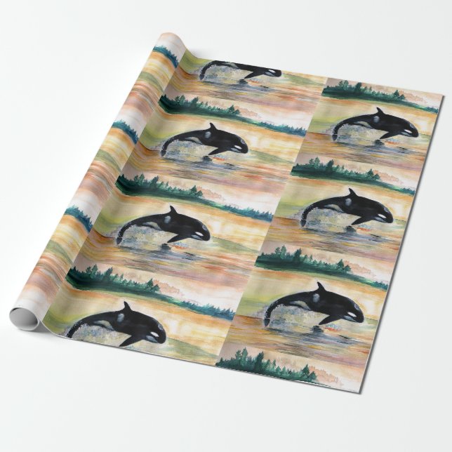 Papier Cadeau Papier d'emballage mat de baleine sauvage, 30 dans (Déroulé)