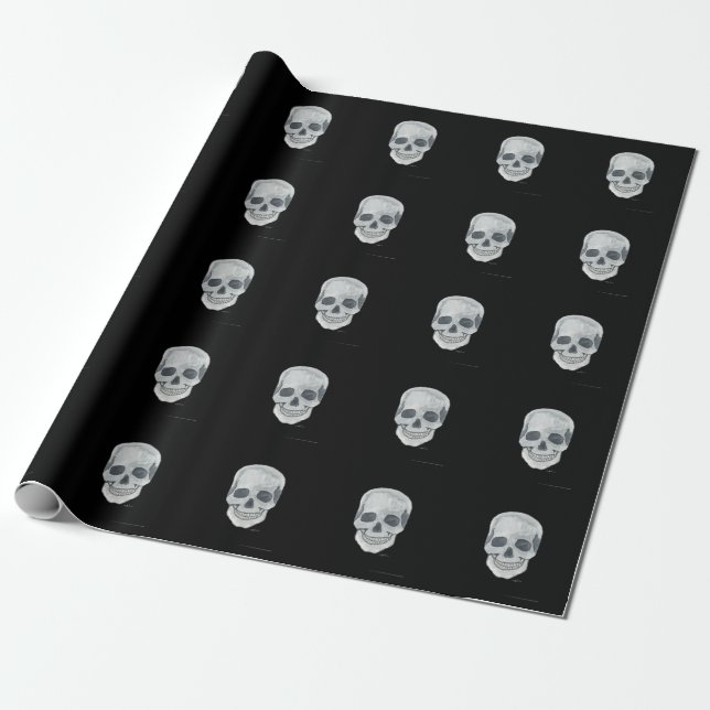Papier Cadeau Papier d'emballage mat de crâne gris, 30" x 6' (Déroulé)