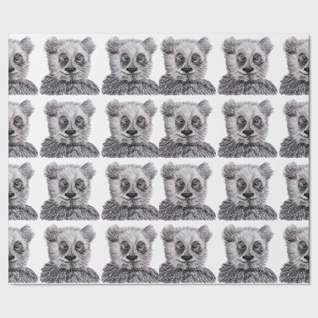 Papier Cadeau Papier d'emballage mat de dessin de panda, 30 dans (Couture)