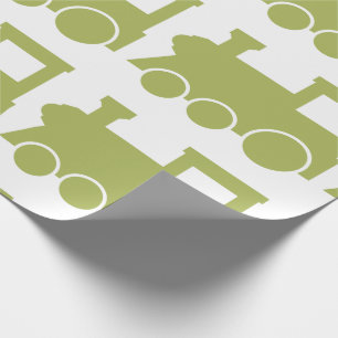 Papier Cadeau Papier d'emballage mat de train vert