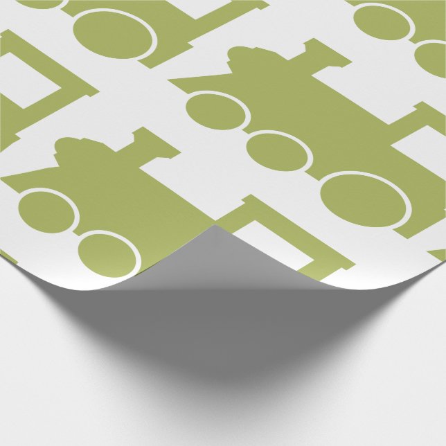 Papier Cadeau Papier d'emballage mat de train vert (Coin)