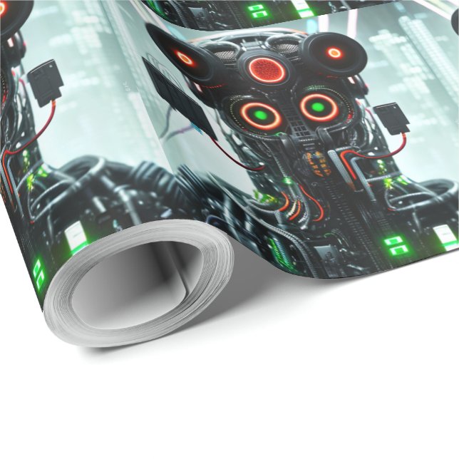 Papier Cadeau Papier d'emballage mat Robot 5 (Coin rond)