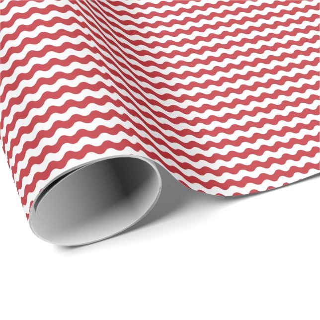 Papier Cadeau Papier d'emballage mince rouge foncé et de blanc (Coin rond)