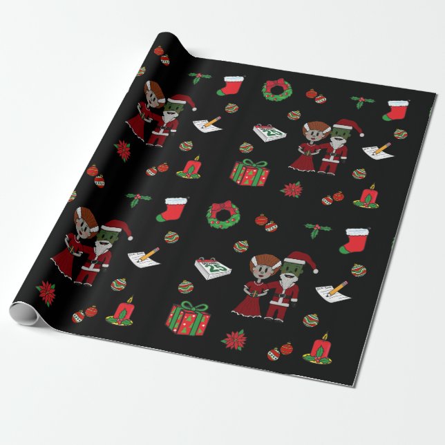 Papier Cadeau Papier d'emballage monstre de Noël (Déroulé)