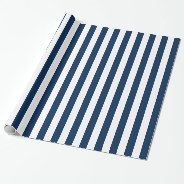 Papier Cadeau Papier d'emballage motif à rayures bleu et blanc m (Déroulé)