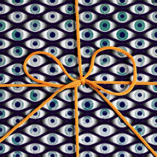 Papier Cadeau Papier d'emballage motif aux yeux bleus et gris (Créateur téléchargé)
