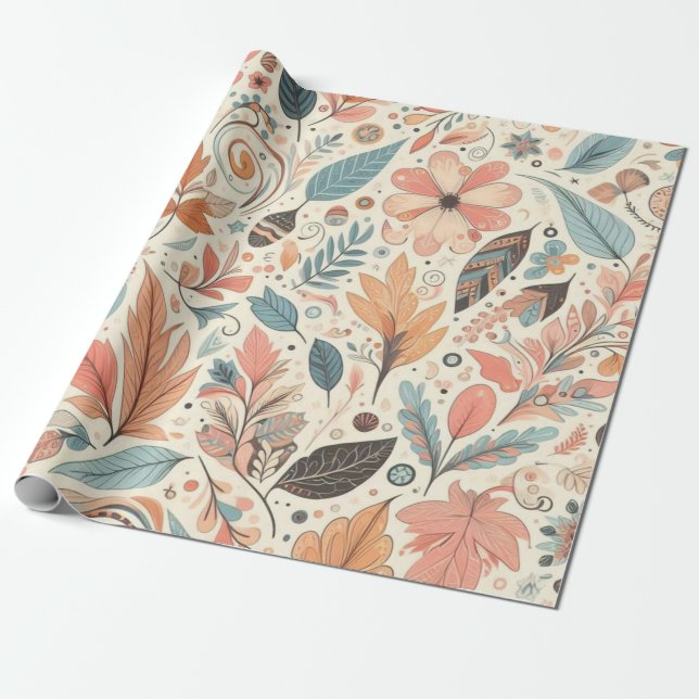 Papier Cadeau papier d'emballage motif d'automne (Déroulé)