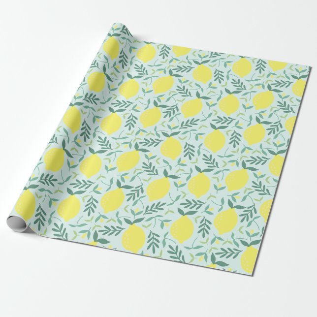 Papier Cadeau Papier d'emballage motif de citron (Déroulé)