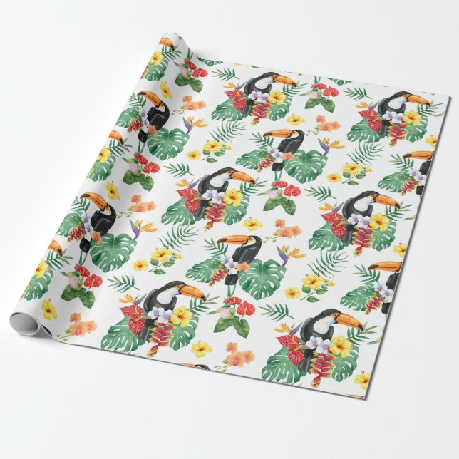 Papier Cadeau Papier d'emballage motif tropical (Déroulé)